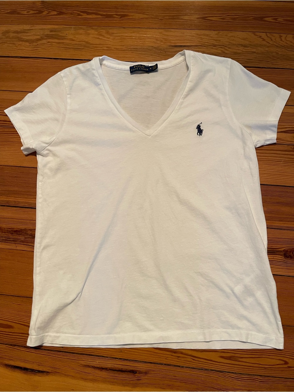 Ralph Lauren Polo White V-Neck cotton Logo Tee - Women
